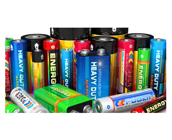 Batteries of various sizes.